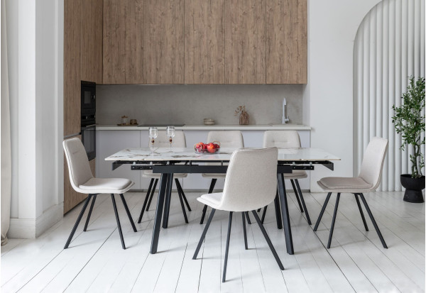 Керамічний стіл розкладний обідній Vetro Mebel TM-98-1 Панда вайт/чорний-5