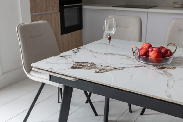 Керамічний стіл розкладний обідній Vetro Mebel TM-98-1 Панда вайт/чорний-7