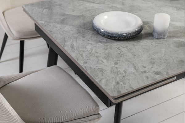 Керамічний стіл розкладний обідній Vetro Mebel TM-98 Б'янко карарра грей/чорний-6