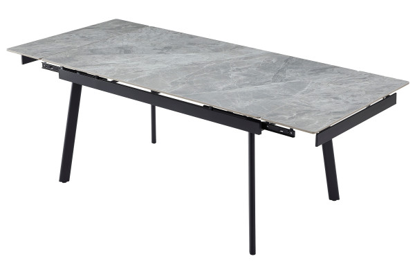 Керамічний стіл розкладний обідній Vetro Mebel TM-98 Б'янко карарра грей/чорний-10