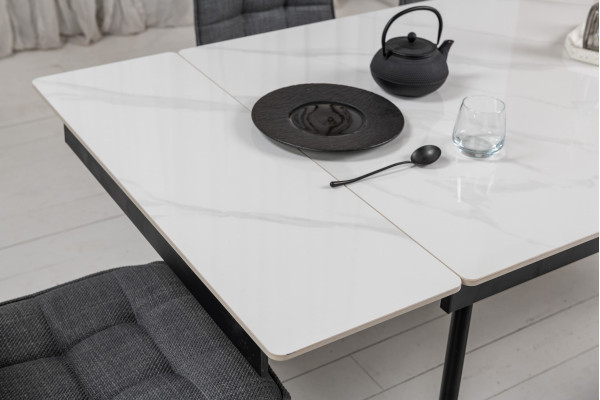 Керамічний стіл розкладний обідній Vetro Mebel TM-98 Білий мармур/чорний-7