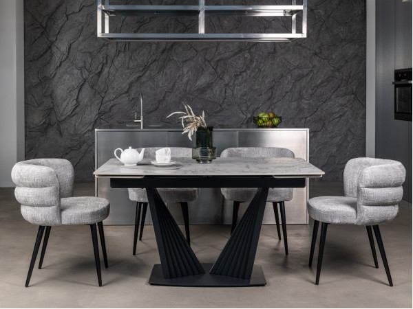 Керамический стол раскладной обеденный Vetro Mebel Феличе TML-1000-1 Клауди грей-черный-3