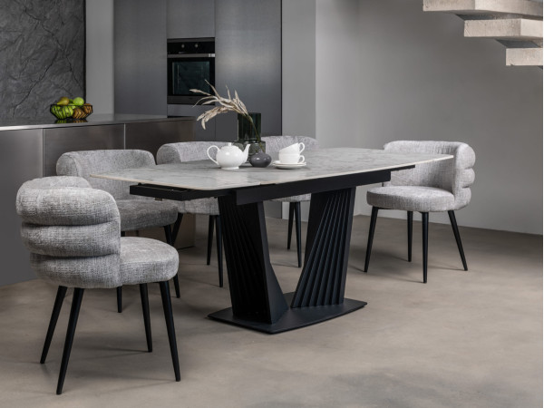 Керамический стол раскладной обеденный Vetro Mebel Феличе TML-1000-1 Клауди грей-черный-4