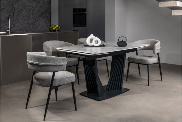 Керамический стол раскладной обеденный Vetro Mebel Феличе TML-1000-1 Клауди грей-черный-5