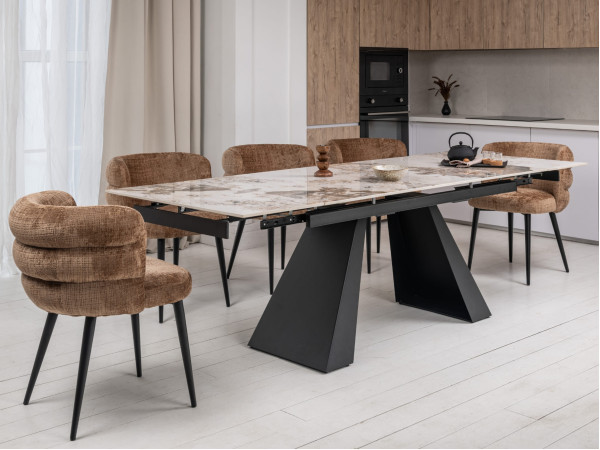 Керамічний стіл розкладний обідній Vetro Mebel Чезаре TML-1100 Патагонія-чорний-0