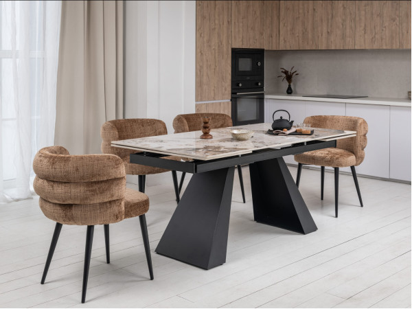 Керамічний стіл розкладний обідній Vetro Mebel Чезаре TML-1100 Патагонія-чорний-1