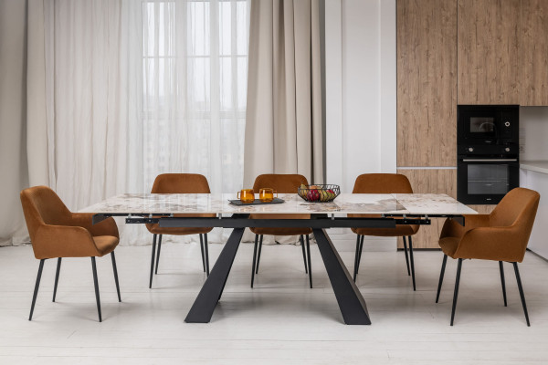 Керамічний стіл розкладний обідній Vetro Mebel Чезаре TML-1100 Патагонія-чорний-2