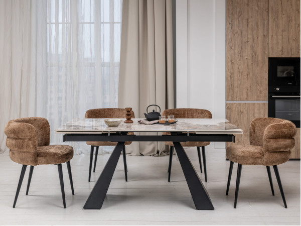 Керамічний стіл розкладний обідній Vetro Mebel Чезаре TML-1100 Патагонія-чорний-4