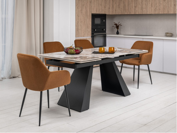 Керамічний стіл розкладний обідній Vetro Mebel Чезаре TML-1100 Патагонія-чорний-5