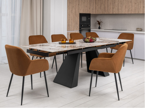 Керамічний стіл розкладний обідній Vetro Mebel Чезаре TML-1100 Патагонія-чорний-6