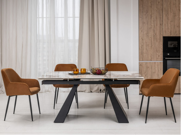 Керамічний стіл розкладний обідній Vetro Mebel Чезаре TML-1100 Патагонія-чорний-7