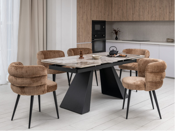 Керамічний стіл розкладний обідній Vetro Mebel Чезаре TML-1100 Патагонія-чорний-8