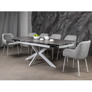 Керамічний стіл розкладний обідній Vetro Mebel Тіціано TML-1150 Делікато грей-білий