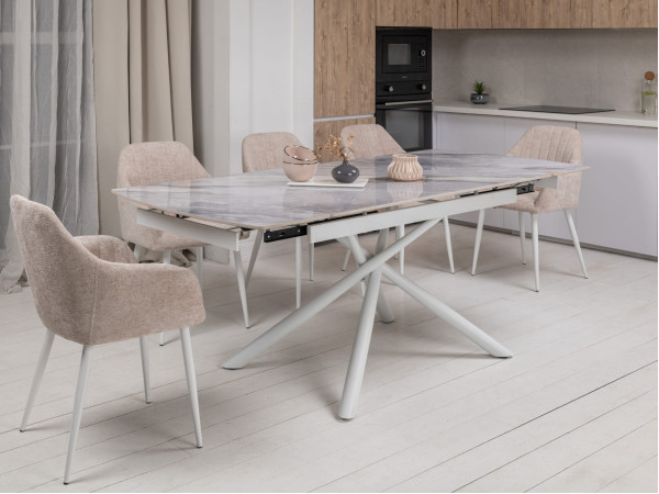 Керамічний стіл розкладний обідній Vetro Mebel Піно TML-1200-1 Айсберг-білий-6