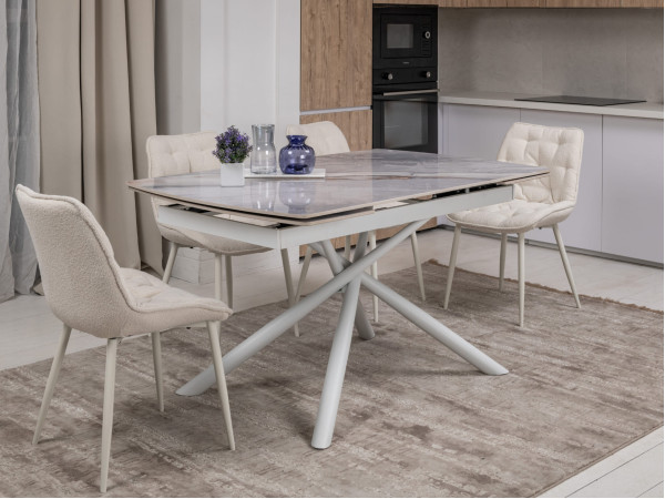 Керамічний стіл розкладний обідній Vetro Mebel Піно TML-1200-1 Айсберг-білий-5
