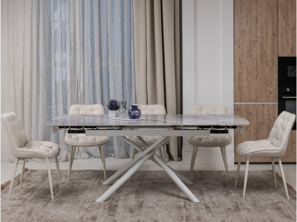 Керамічний стіл розкладний обідній Vetro Mebel Піно TML-1200-1 Айсберг-білий-4