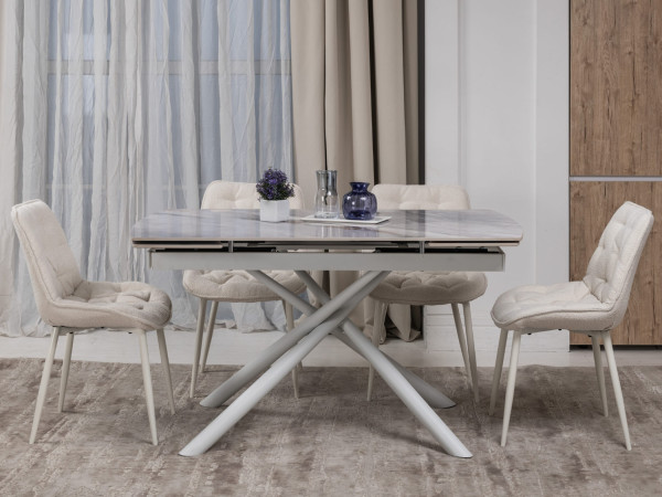 Керамічний стіл розкладний обідній Vetro Mebel Піно TML-1200-1 Айсберг-білий-3