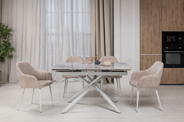 Керамічний стіл розкладний обідній Vetro Mebel Піно TML-1200-1 Айсберг-білий-2