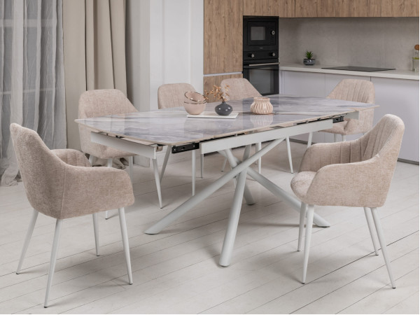 Керамічний стіл розкладний обідній Vetro Mebel Піно TML-1200-1 Айсберг-білий-0
