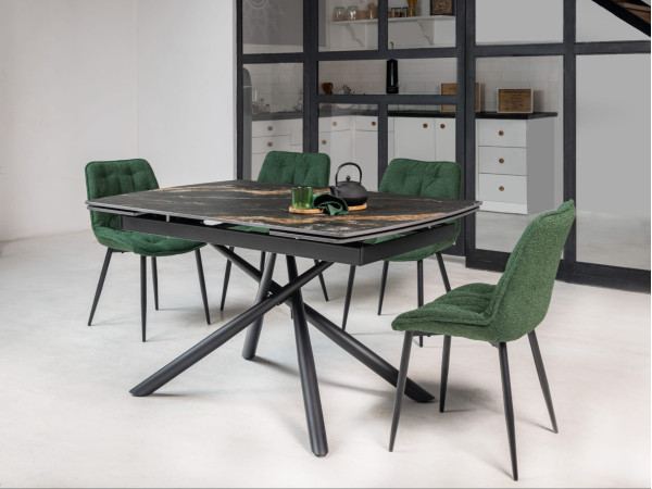 Керамічний стіл розкладний обідній Vetro Mebel Піно TML-1200-1 П'єр блек-чорний-2