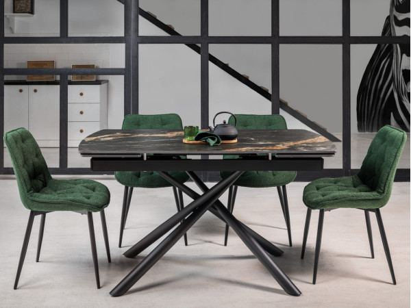 Керамічний стіл розкладний обідній Vetro Mebel Піно TML-1200-1 П'єр блек-чорний-1