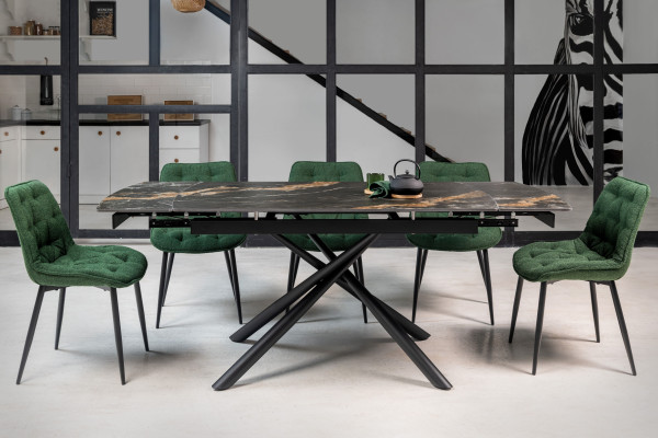 Керамічний стіл розкладний обідній Vetro Mebel Піно TML-1200-1 П'єр блек-чорний-0