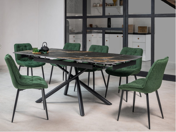 Керамічний стіл розкладний обідній Vetro Mebel Піно TML-1200-1 П'єр блек-чорний-3