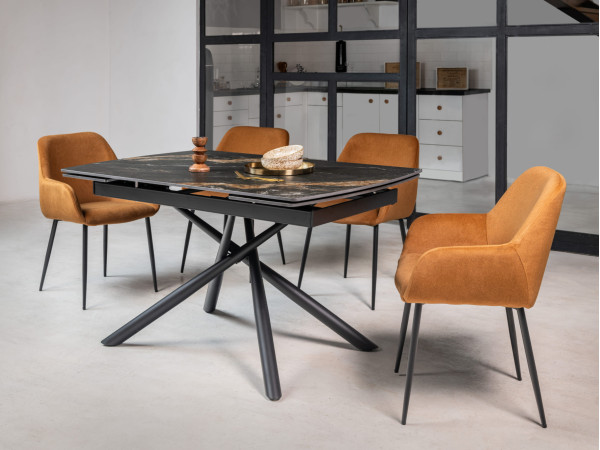 Керамічний стіл розкладний обідній Vetro Mebel Піно TML-1200-1 П'єр блек-чорний-4