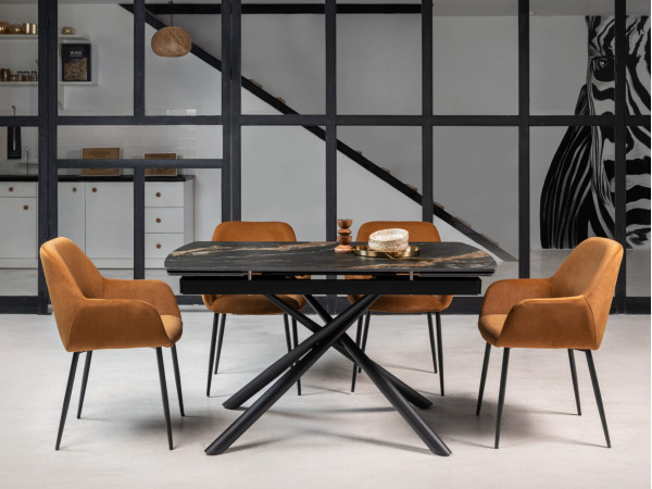 Керамічний стіл розкладний обідній Vetro Mebel Піно TML-1200-1 П'єр блек-чорний-5