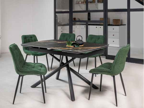 Керамічний стіл розкладний обідній Vetro Mebel Піно TML-1200-1 П'єр блек-чорний-6