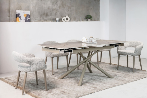 Керамический стол раскладной обеденный Vetro Mebel Пино TML-1200-1 Мистик грей/капучино-1