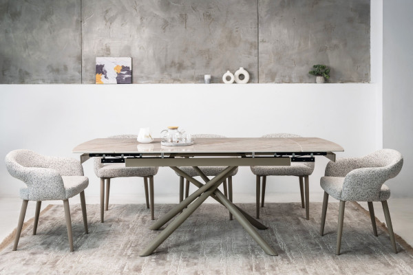 Керамический стол раскладной обеденный Vetro Mebel Пино TML-1200-1 Мистик грей/капучино-2