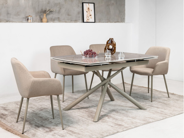 Керамический стол раскладной обеденный Vetro Mebel Пино TML-1200-1 Мистик грей/капучино-0