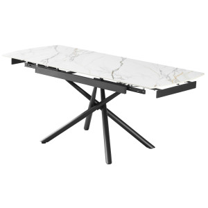Керамический стол раскладной обеденный Vetro Mebel Пино TML-1200-2 Калакатта голд/черный 120 (180) х 75 см