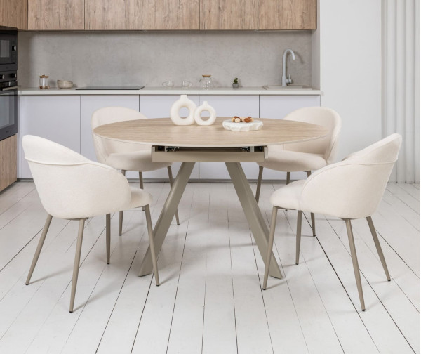 Керамічний стіл розкладний обідній Vetro Mebel Сієна TML-1240 Римський травертін/бежевий 80 (135) см-3