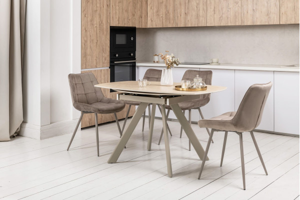 Керамічний стіл розкладний обідній Vetro Mebel Сієна TML-1240 Римський травертін/бежевий 80 (135) см-3