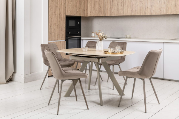 Керамічний стіл розкладний обідній Vetro Mebel Сієна TML-1240 Римський травертін/бежевий 80 (135) см-4