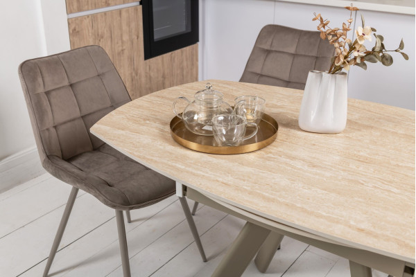 Керамічний стіл розкладний обідній Vetro Mebel Сієна TML-1240 Римський травертін/бежевий 80 (135) см-13