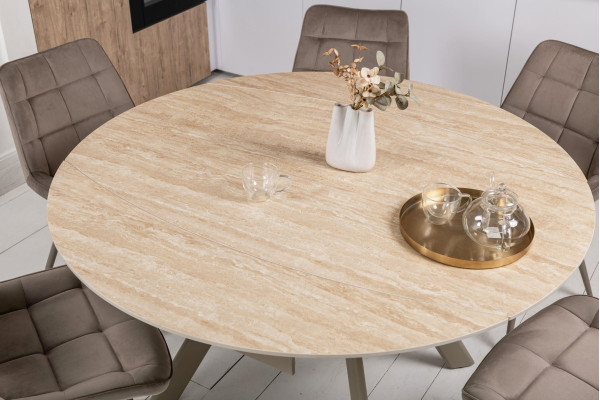 Керамічний стіл розкладний обідній Vetro Mebel Сієна TML-1240 Римський травертін/бежевий 80 (135) см-12