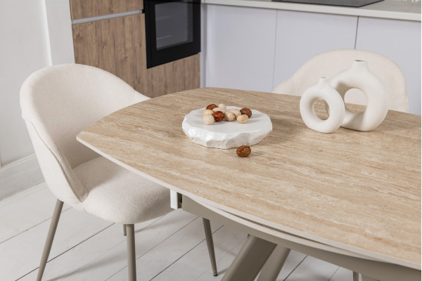 Керамічний стіл розкладний обідній Vetro Mebel Сієна TML-1240 Римський травертін/бежевий 80 (135) см-5