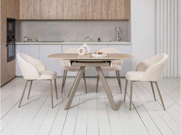 Керамічний стіл розкладний обідній Vetro Mebel Сієна TML-1240 Римський травертін/бежевий 80 (135) см-4