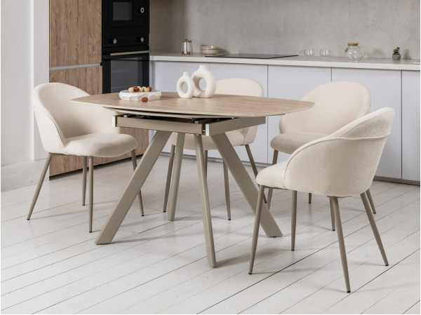 Керамічний стіл розкладний обідній Vetro Mebel Сієна TML-1240 Римський травертін/бежевий 80 (135) см-2