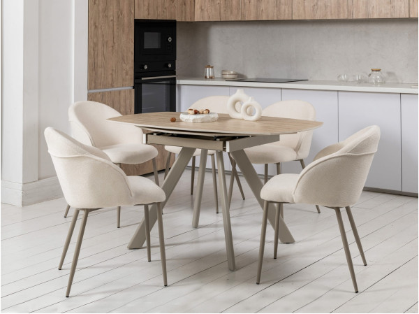 Керамічний стіл розкладний обідній Vetro Mebel Сієна TML-1240 Римський травертін/бежевий 80 (135) см-1