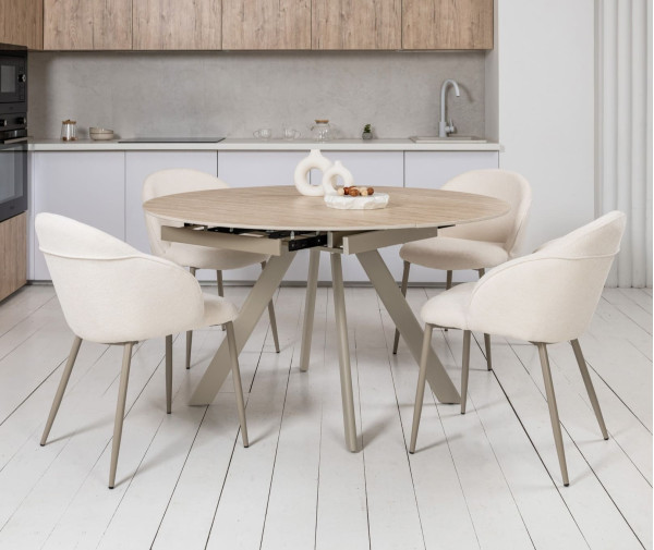 Керамічний стіл розкладний обідній Vetro Mebel Сієна TML-1240 Римський травертін/бежевий 80 (135) см-0