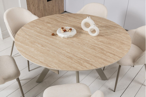 Керамічний стіл розкладний обідній Vetro Mebel Сієна TML-1240 Римський травертін/бежевий 80 (135) см-6