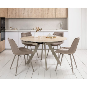 Керамічний стіл розкладний обідній Vetro Mebel Сієна TML-1240 Римський травертін/бежевий 80 (135) см