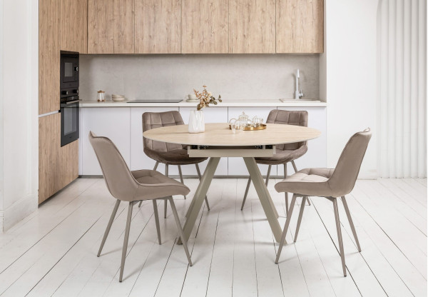 Керамічний стіл розкладний обідній Vetro Mebel Сієна TML-1240 Римський травертін/бежевий 80 (135) см-1