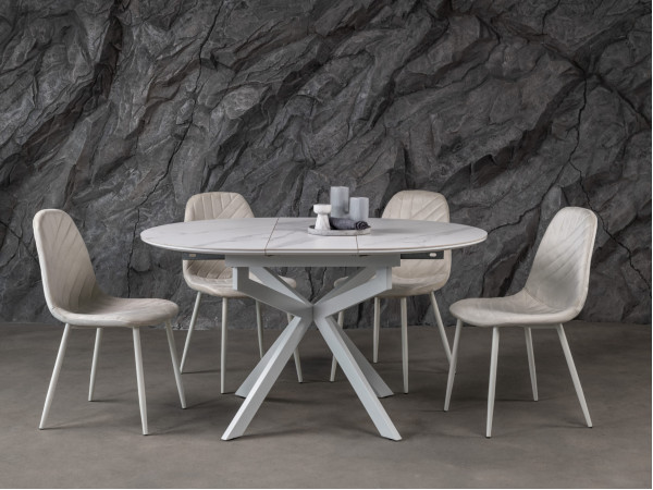 Керамічний стіл розкладний обідній Vetro Mebel Офелія TML-1250 Калакатта кристал/білий-0