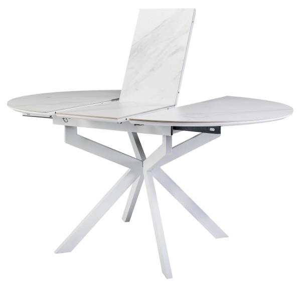 Керамічний стіл розкладний обідній Vetro Mebel Офелія TML-1250 Калакатта кристал/білий-12