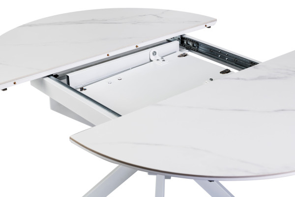 Керамічний стіл розкладний обідній Vetro Mebel Офелія TML-1250 Калакатта кристал/білий-10